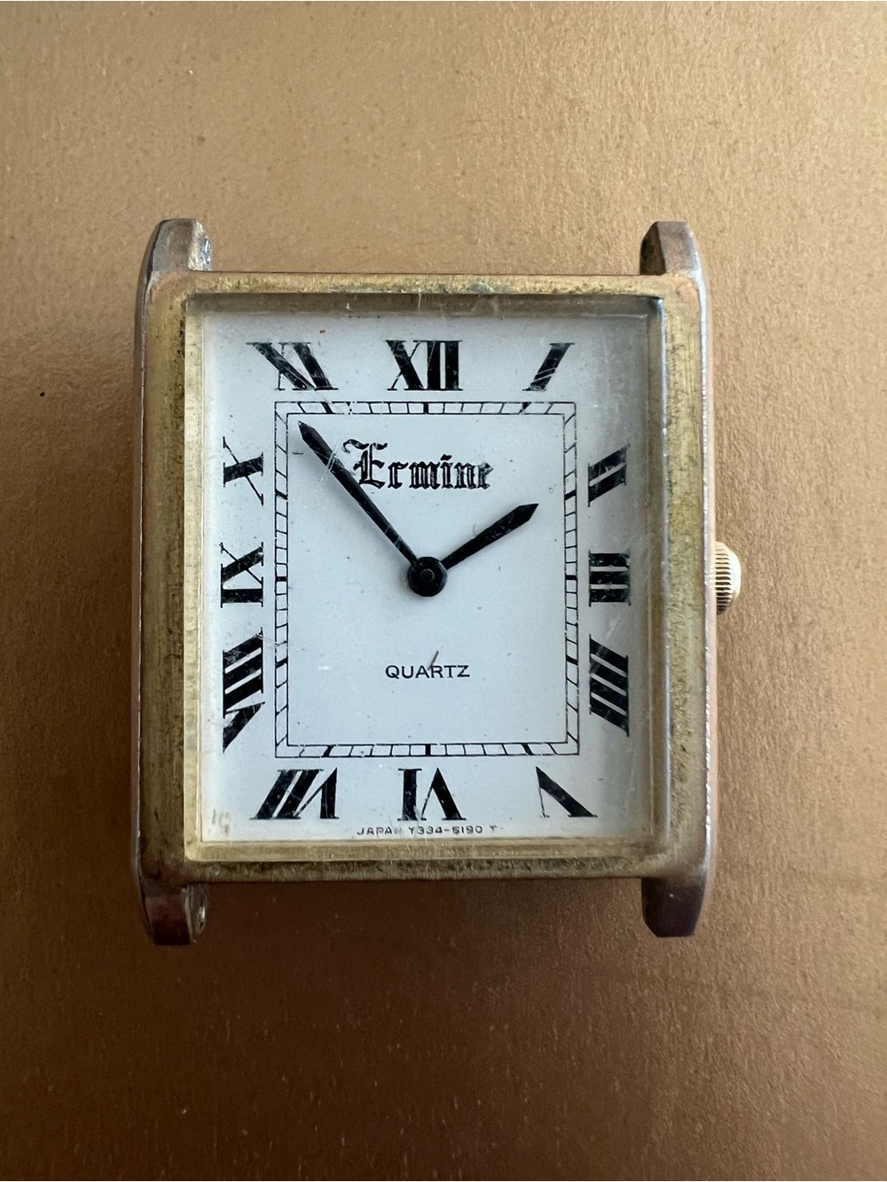 Ermine Square watch with Roman Numerals, Quartz Vintage style, needs battery!